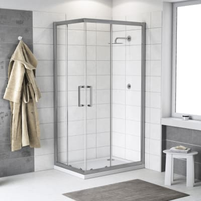 Leroy Merlin Bagno Box Doccia.Box Doccia Quadrato Scorrevole Quad 80 X 100 Cm H 190 Cm In Vetro Temprato Spessore 6 Mm Trasparente Argento Prezzo Online Leroy Merlin