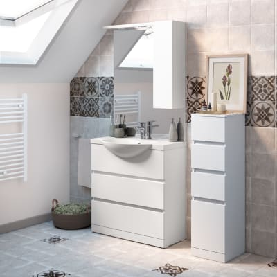 Leroy Merlin Armadietti Da Bagno.Mobile Bagno Elise Bianco L 80 Cm Prezzo Online Leroy Merlin