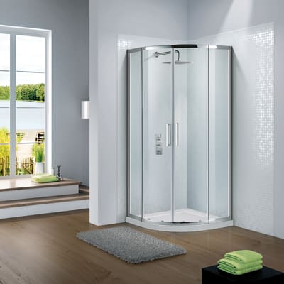 Cabina Doccia 80x80 Semicircolare.Box Doccia Semicircolare Scorrevole Slimline 80 X 80 Cm H 195 Cm In Vetro Temprato Spessore 6 Mm Trasparente Cromato Prezzo Online Leroy Merlin