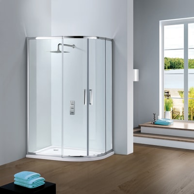 Cabina Doccia Leroy Merlin Prezzi.Box Doccia Semicircolare Scorrevole Slimline 80 X 100 Cm H 195 Cm In Vetro Temprato Spessore 6 Mm Trasparente Cromato Prezzo Online Leroy Merlin