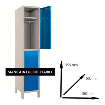 Armadietti Spogliatoio Leroy Merlin.Armadio Spogliatoio Monoblocco L 68 X P 50 X H 179 5 Cm Blu E Grigio Prezzi E Offerte Online Leroy Merlin