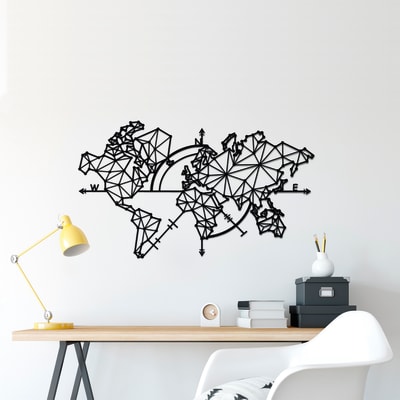 Decorazioni Murali Adesivi Murali Leroy Merlin.Decorazione Da Parete World Map Nero 100x60 Cm Prezzo Online Leroy Merlin