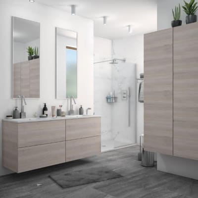 Leroy Merlin Armadietti Da Bagno.Mobile Bagno Neo3 Rovere Grigio L 120 Cm Prezzo Online Leroy Merlin