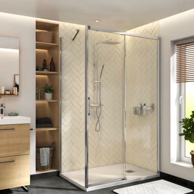 Cabina Doccia Leroy Merlin Prezzi.Box Doccia Angolare Porta Scorrevole E Lato Fisso Rettangolare Remix 140 X 80 Cm H 195 Cm In Vetro Temprato Spessore 8 Mm Trasparente Cromato Prezzo Online Leroy Merlin