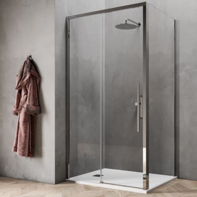 Cabina Doccia In Offerta Leroy Merlin.Box Doccia Angolare Porta Scorrevole E Lato Fisso Rettangolare Sword 100 X 90 Cm H 200 Cm In Vetro Temprato Spessore 8 Mm Trasparente Cromato Prezzi E Offerte Online Leroy Merlin