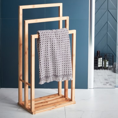 Porta Asciugamani Accessori Bagno Leroy Merlin.Piantana Porta Asciugamani Bamboo In Bambu Opaco Marrone Prezzo Online Leroy Merlin