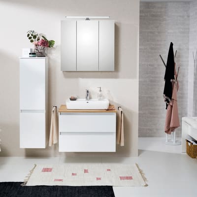 Leroy Merlin Lavandini Bagno Con Mobile.Set Mobile Da Bagno Con Lavabo Balu Bianco E Rovere Naturale L 75 Cm Prezzo Online Leroy Merlin