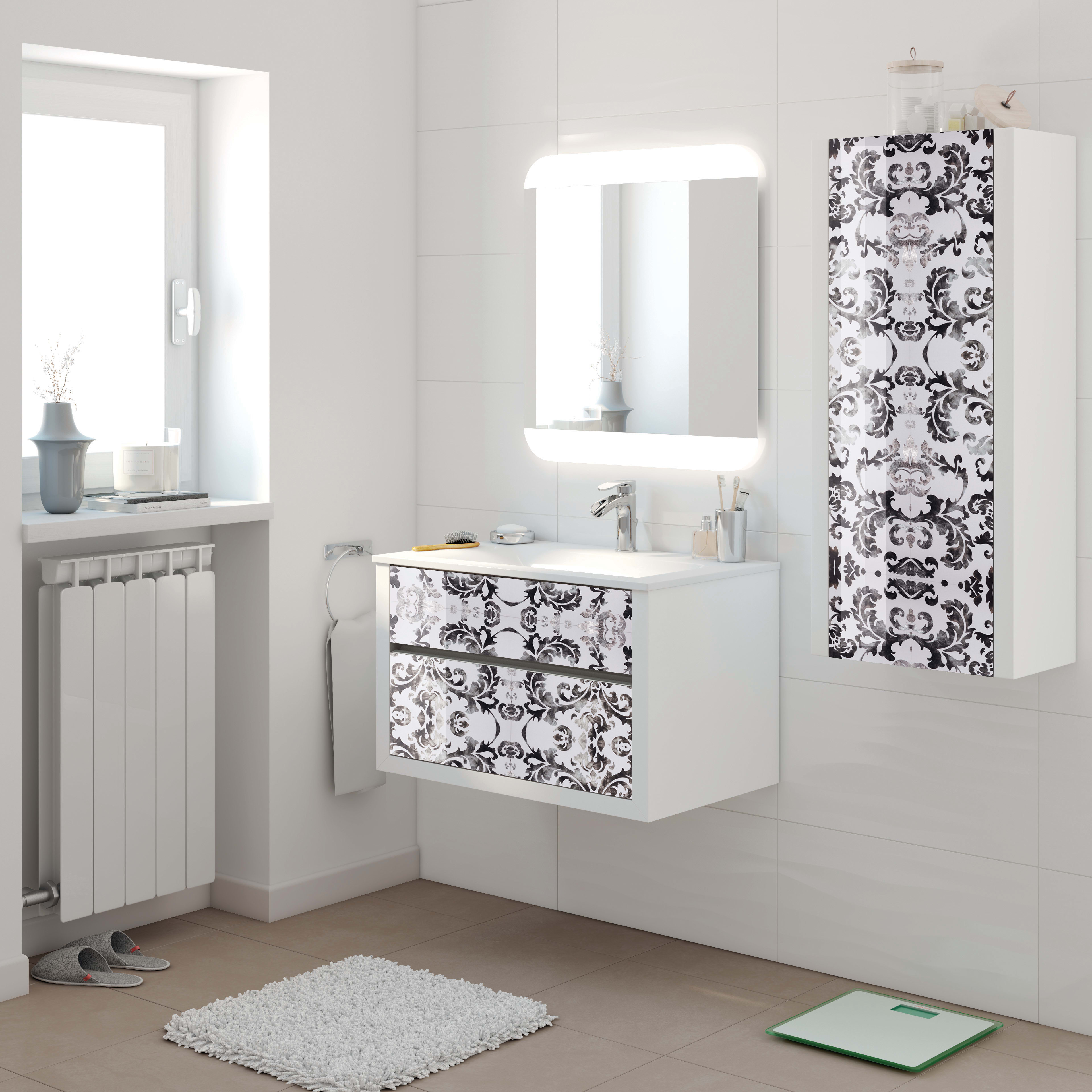 Leroy Merlin Armadietti Da Bagno.Mobile Bagno Elegance Bianco E Floreale L 75 Cm Prezzo Online Leroy Merlin