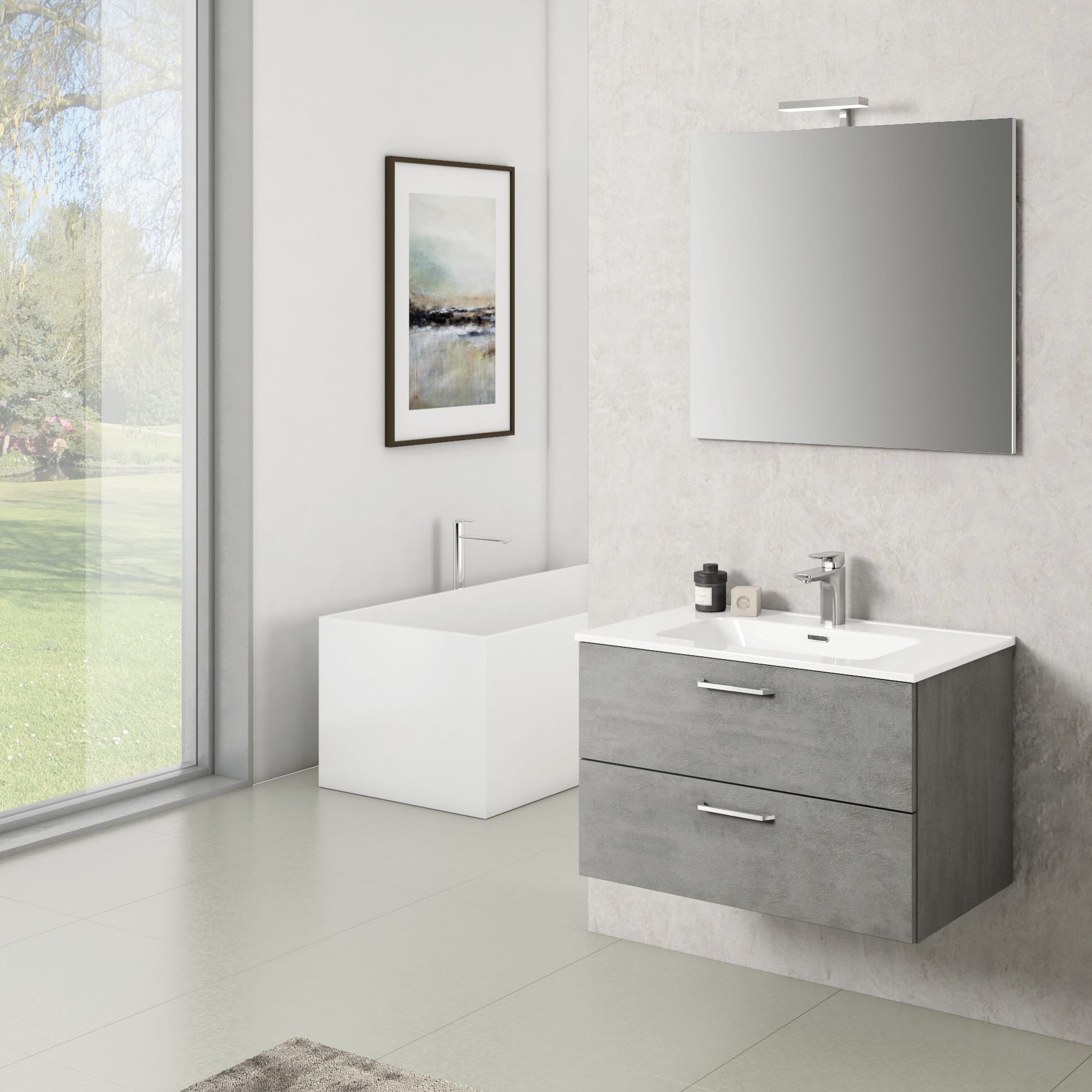 Leroy Merlin Roma Accessori Bagno.Mobile Bagno Noa Cemento L 79 Cm Prezzo Online Leroy Merlin