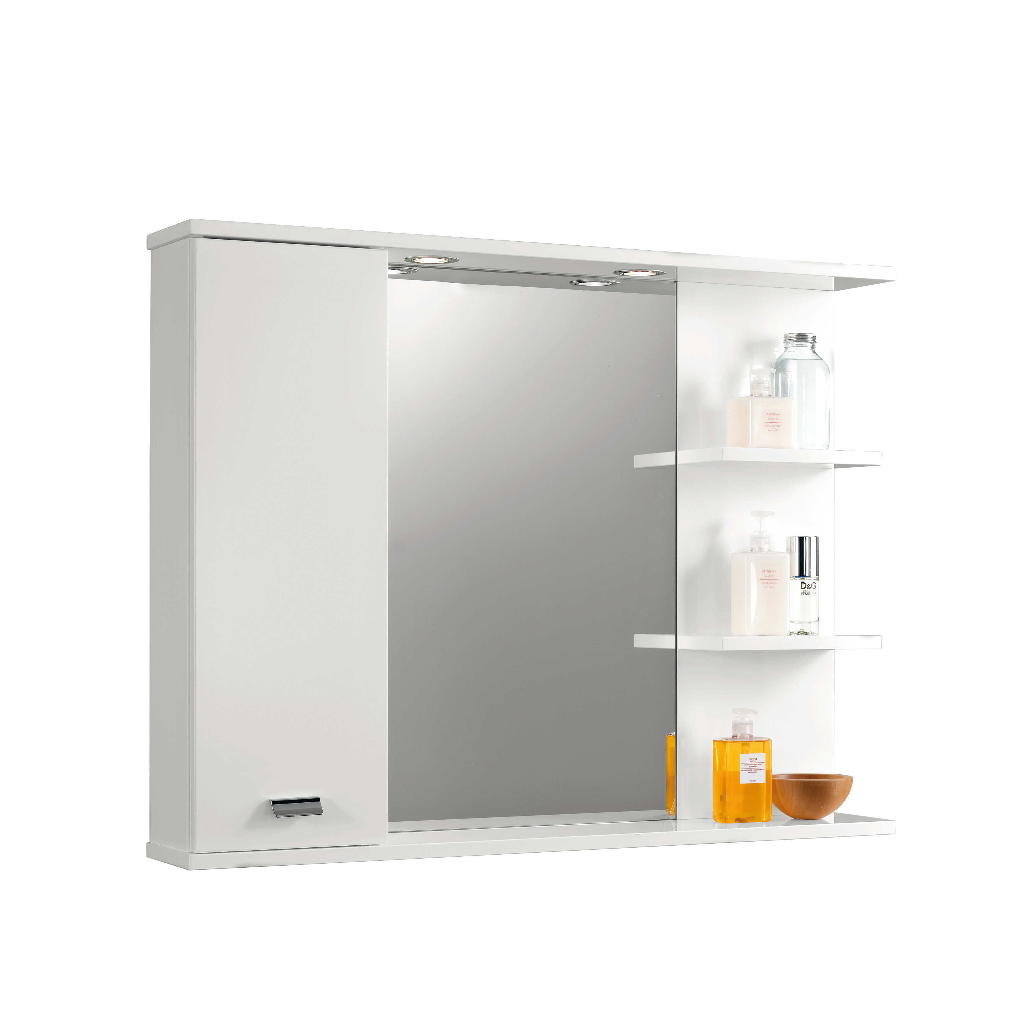 Specchiera Bagno Leroy Merlin.Specchio Contenitore Con Luce Rimini L 95 X P 16 4 X H 74 Cm Bianco Lucido Laccato Prezzo Online Leroy Merlin