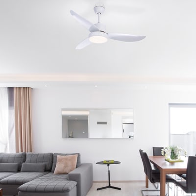 Ventilatore da soffitto led integrato ramona bianco con for Ventilatori da soffitto con luce e telecomando leroy merlin